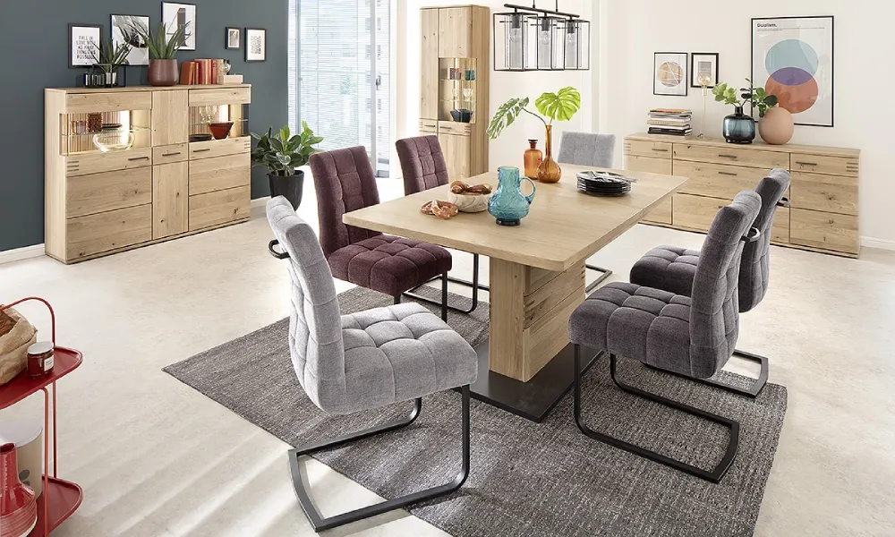 Krzesło na płozie tapicerowane szare Loreto