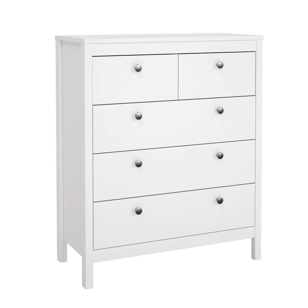 Komoda wysoka z szufladami biała mat 82 cm Madrid