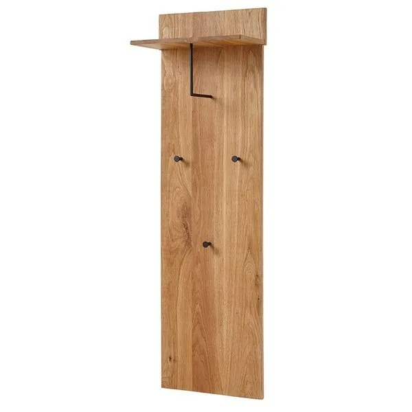Wieszak ścienny z półką dąb / czarny mat 42 cm Huglo