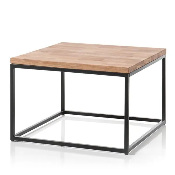 Stolik kawowy drewniany dąb lity sękaty / czarny mat 70 x 70 cm Seku