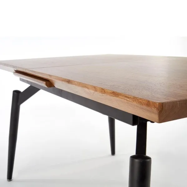 Stół rozkładany dąb naturalny / czarny mat 140 - 180 x 80 cm Cambell