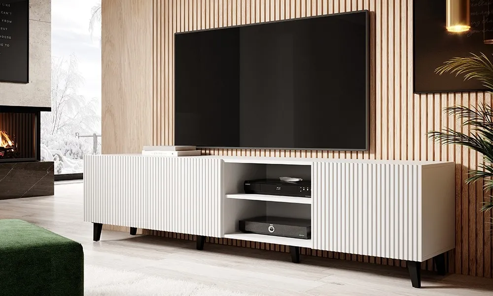 Szafka RTV biała mat 200 cm Malia