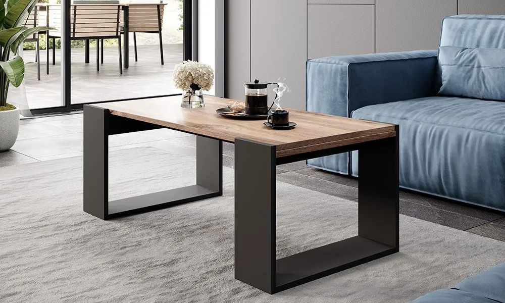 Stolik kawowy loftowy dąb wotan / antracyt mat 120 x 55 cm Forest