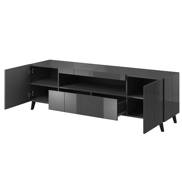 Szafka RTV grafitowa połysk 184 cm Sally