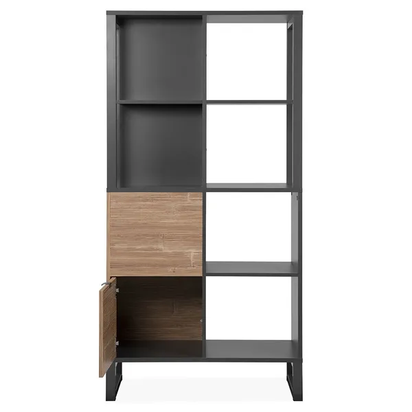 Regał do salonu antracyt / dekor bambus mat 84 x 40 x 165 cm Sumatra