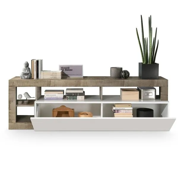 Szafka RTV biała / klon mat / połysk 184 cm Verden