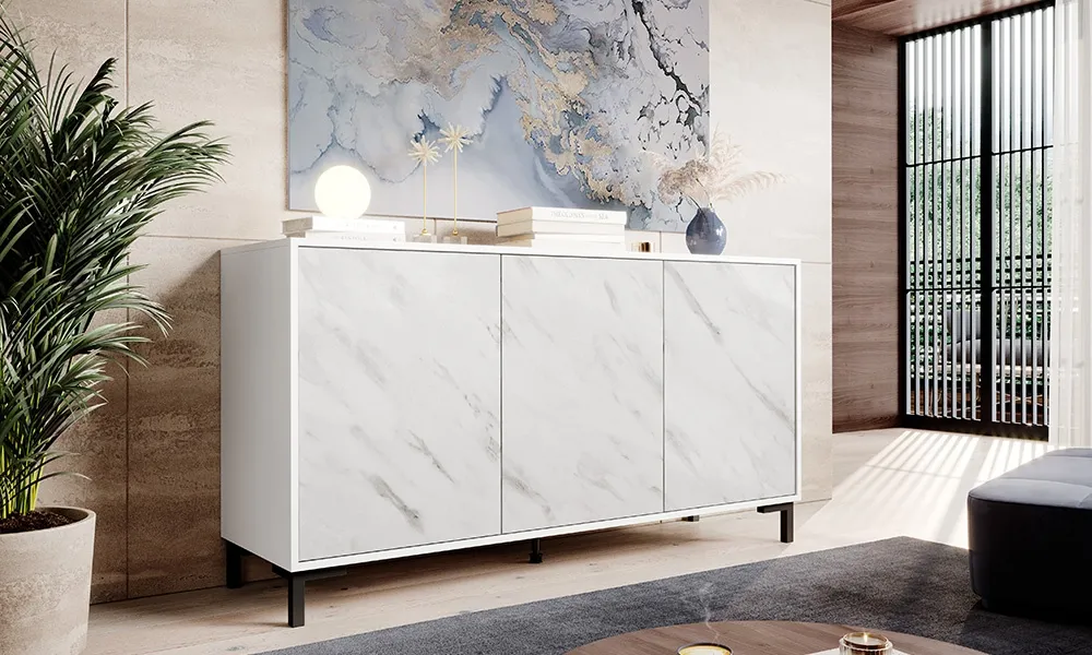 Komoda z drzwiami biała mat 150 cm Latina