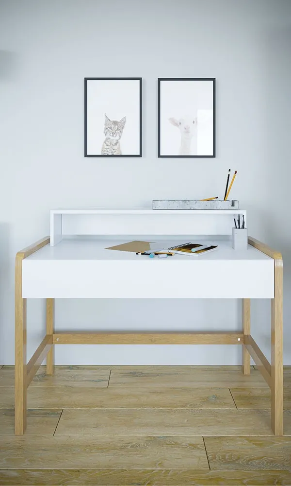 Biurko z szufladą białe mat 100 cm Bruno