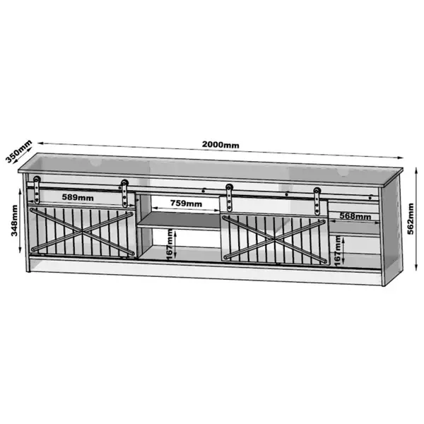 Szafka RTV czarna mat / połysk 200 cm Windsor