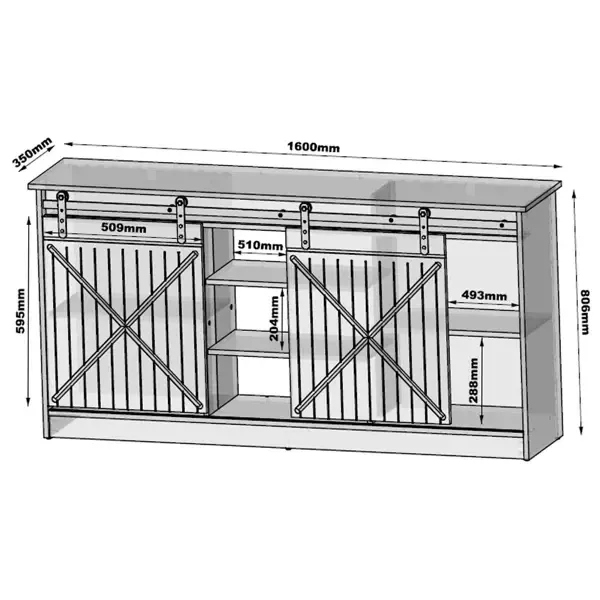 Komoda z drzwiami przesuwnymi czarna mat / wysoki połysk 160 cm Windsor
