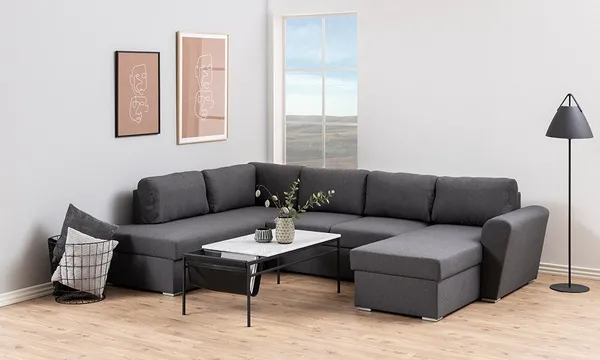 Stolik kawowy z gazetnikiem biały marmur / czarny mat 115 x 58 cm Atalaya