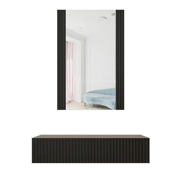 Toaletka z lustrem wisząca czarna mat 80 cm Malia