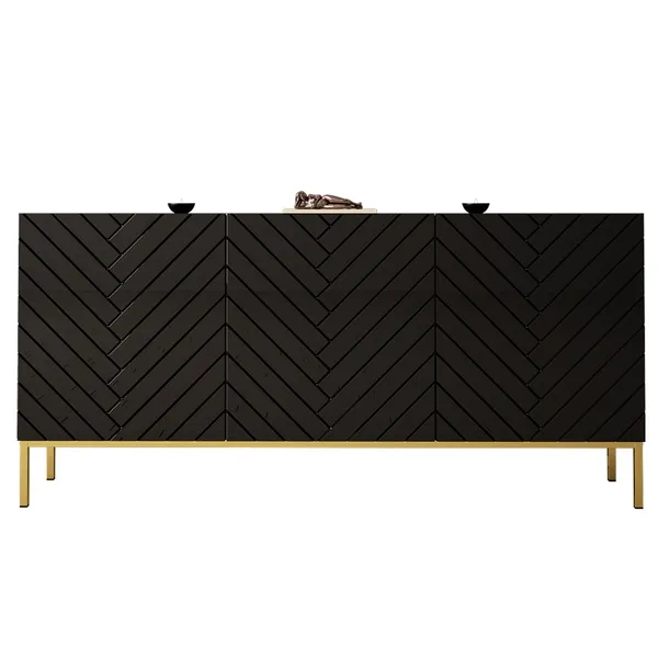 Komoda z dzwiami czarna mat / wysoki połysk 160 cm Blend