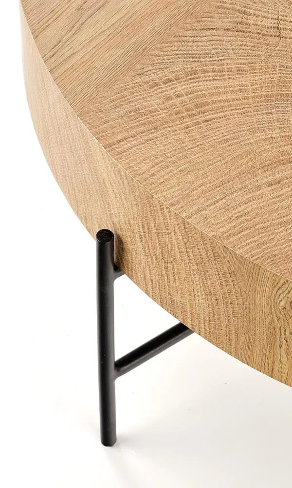 Stolik kawowy okrągły dąb naturalny mat 80 cm Brooklyn