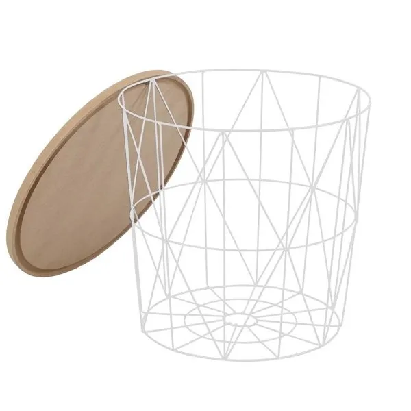 Stolik kawowy okrągły naturalny / biały mat 42 cm Bonobo