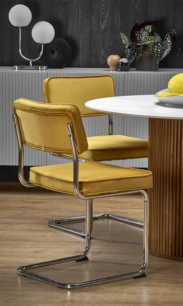 Stół okrągły biały marmur / orzech mat 120 cm Bruno