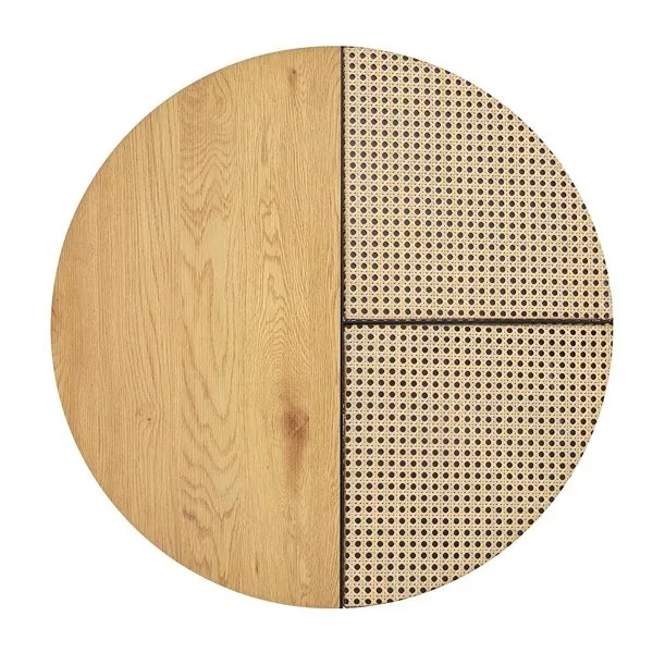 Zestaw 2 stolików kawowych okrągłych dąb złoty / czarny mat 70 cm, 50 cm Garmina