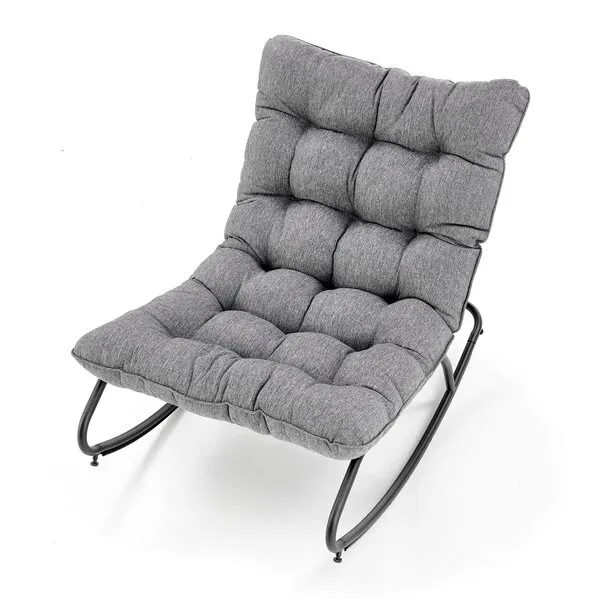 Fotel bujany tapicerowany szary / czarny Gatto