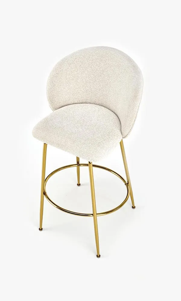 Hoker z oparciem tapicerowany beżowy / złoty H116