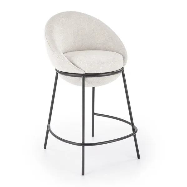 Hoker z oparciem tapicerowany beżowy / czarny H118