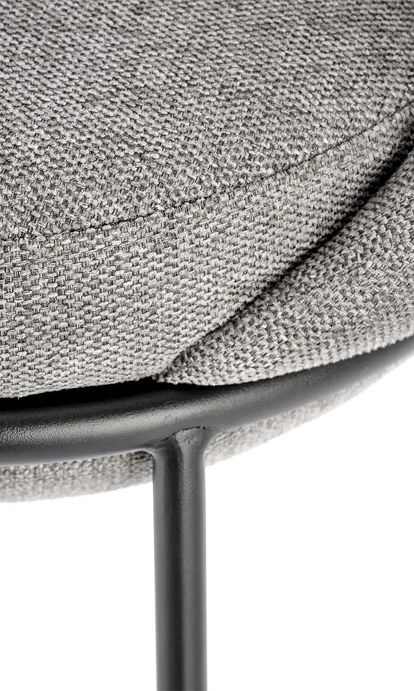 Hoker z oparciem tapicerowany szary / czarny H118