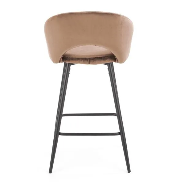 Hoker z oparciem tapicerowany beżowy / czarny H96