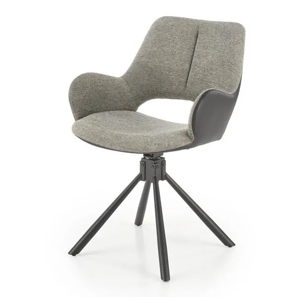 Krzesło obrotowe do jadalni tapicerowane szare / czarne K494