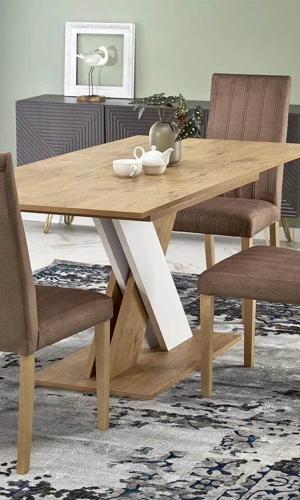 Stół rozkładany dąb lancelot / biały mat 130 - 175 x 85 cm Xarelto