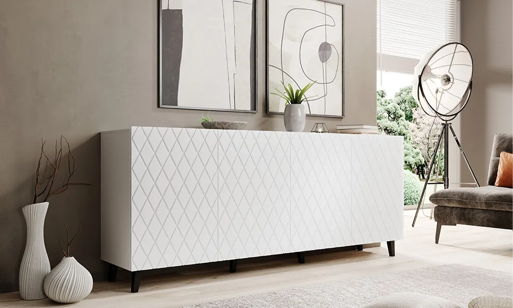 Komoda z drzwiami biała mat 200 cm Lukka