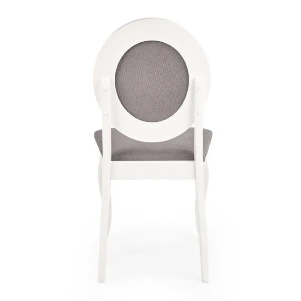 Krzesło do jadalni drewniane tapicerowane białe / szare Barock