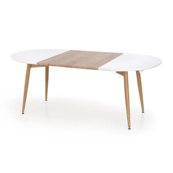 Stół rozkładany biały / dąb san remo mat 160 - 200 x 90 cm Caliber