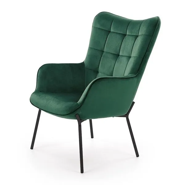 Fotel wypoczynkowy tapicerowany zielony Castel