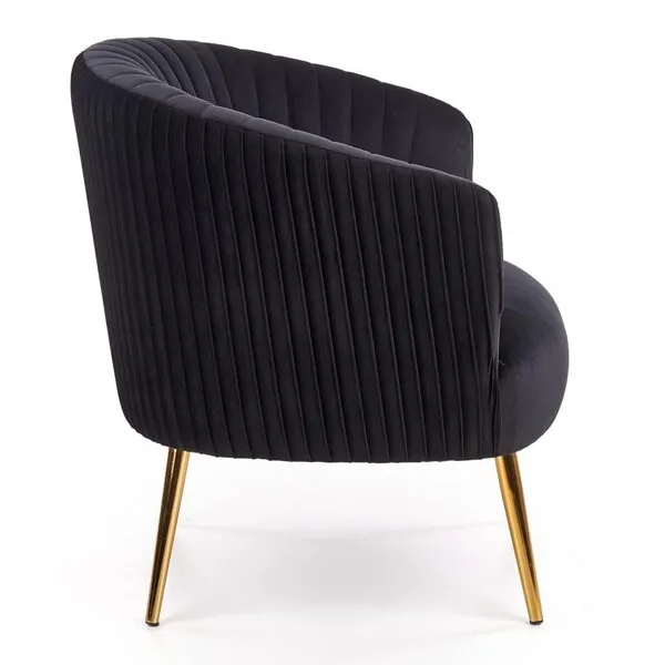 Fotel wypoczynkowy tapicerowany czarny Crown