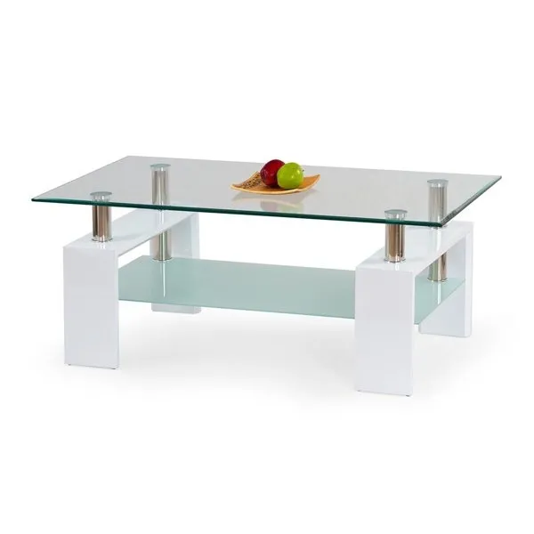 Ława szklana transparentny / biały mat / połysk 110 x 60 cm Diana H