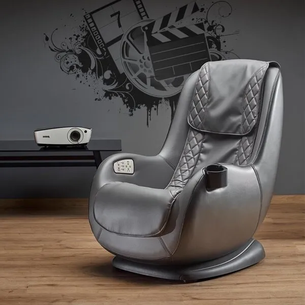 Fotel wypoczynkowy z funkcją masażu ekoskóra szary Dopio