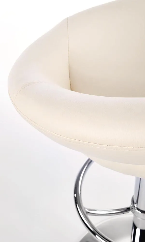 Hoker z oparciem ekoskóra beżowy / srebrny H15