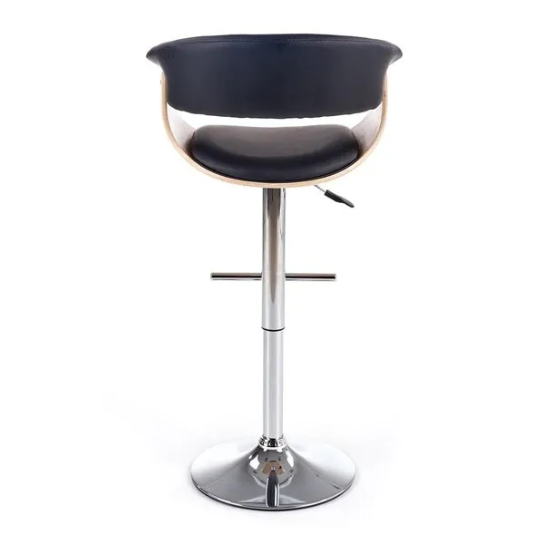 Hoker z oparciem ekoskóra czarny / dąb / srebrny H45