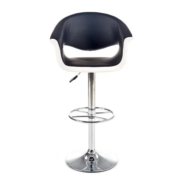 Hoker z oparciem ekoskóra biały / czarny / srebrny H46