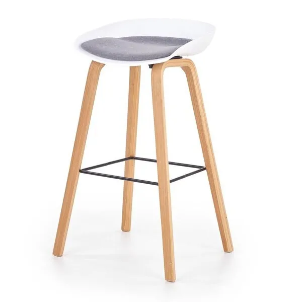 Hoker z oparciem tapicerowany biały / szary H86