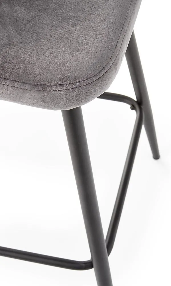 Hoker z oparciem tapicerowany szary / czarny H96