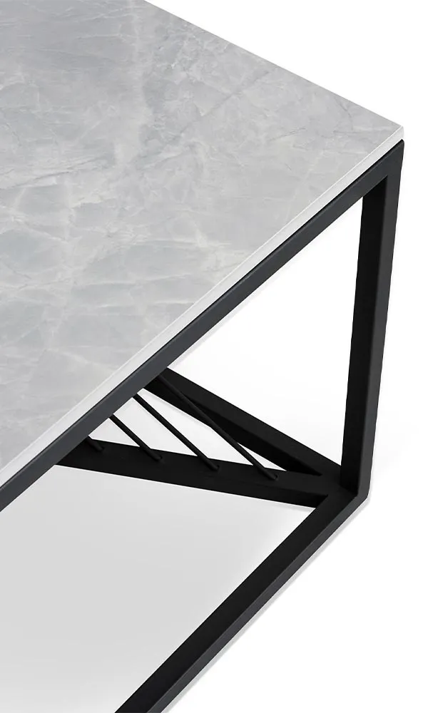 Stolik kawowy loftowy szary / marmur mat 120 x 60 cm Infinity 2