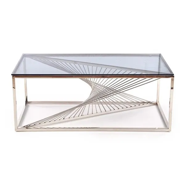 Ława Infinity srebrny, szkło, prostokątna