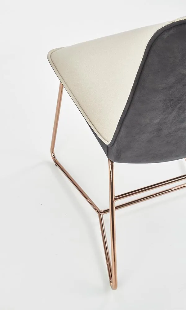 Krzesło na płozie tapicerowane kremowe / szare K390