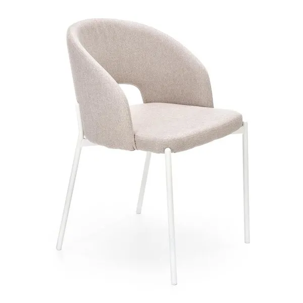 Krzesło do jadalni tapicerowane beżowe / białe K486