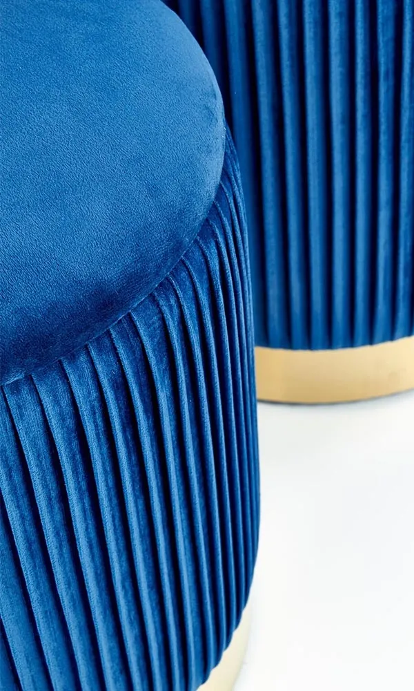 Zestaw 2 puf okrągłych ze schowkiem tapicerowanych granatowych Monty