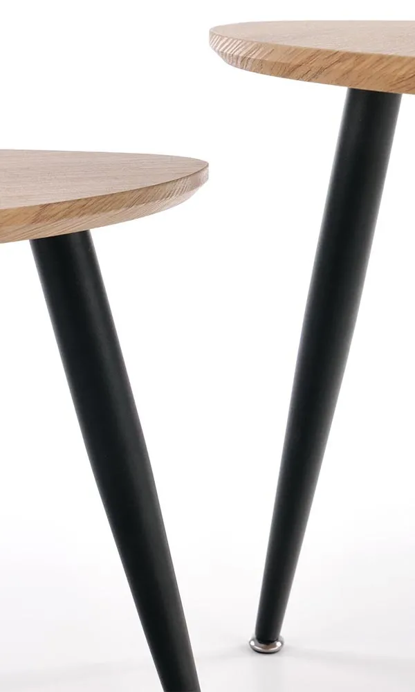 Zestaw 2 stolików kawowych loftowych dąb złoty / czarny mat 60 x 60 cm, 40 x 40 cm Nicea 2