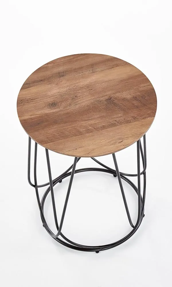 Stolik kawowy okrągły orzech / czarny mat 40 cm Nubira S