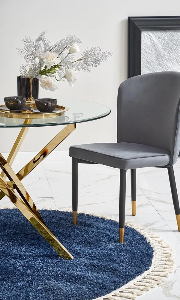 Stół okrągły transparentny / złoty mat / połysk 100 cm Raymond