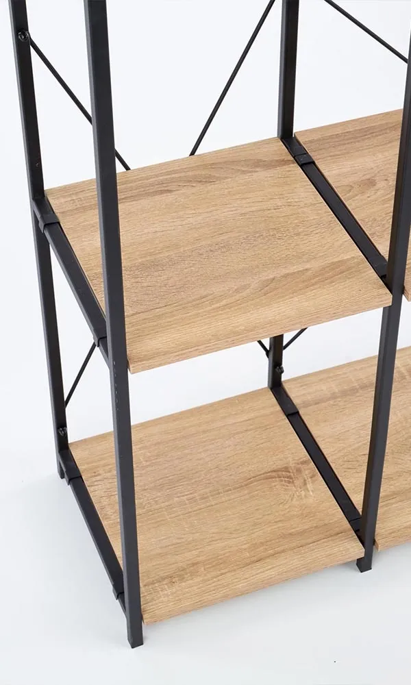 Regał loftowy dąb sonoma / czarny mat 90 x 30 x 190 cm REG19