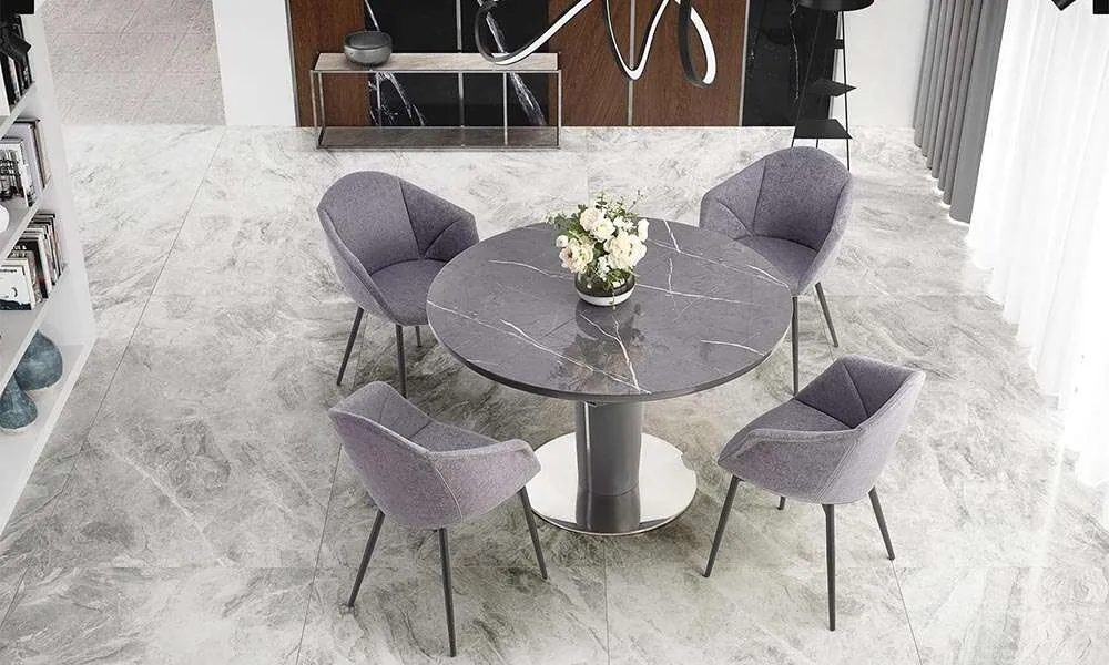 Stół rozkładany szary marmur / szary mat 120 - 160 x 76 cm Ricardo